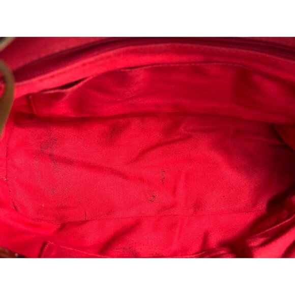 Dooney & Bourke Green & White Striped Canvas Tote Bag With Leather Trim & Red In - Picture 5 of 11